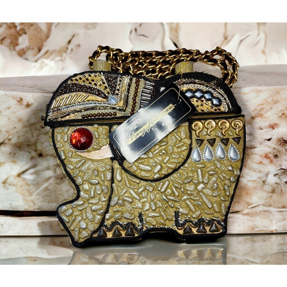 New With Tags Vintage 1990's Mary Frances Top Lift Elephant Box Bag - Picture 3 of 11